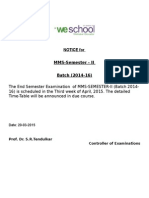 Notice For MMS-Semester - II Batch (2014-16)