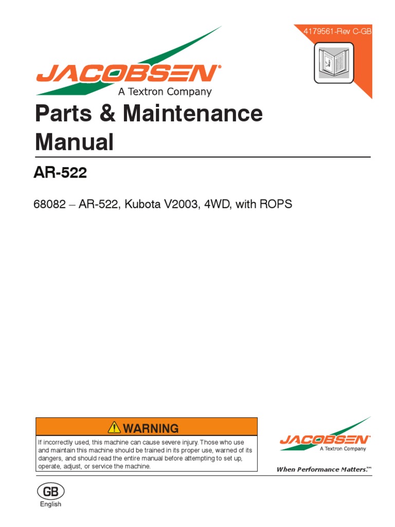 Jacobsen AR522 MODEL #68082 | PDF | Motor Oil | Battery Charger