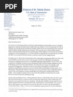 House Ways and Means Letter To Secretary Lew