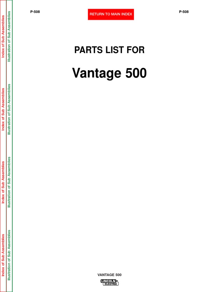 Manual Partes Motosoldadora Lincoln Modelo Vantage 500 | Computing And  Information Technology | Science
