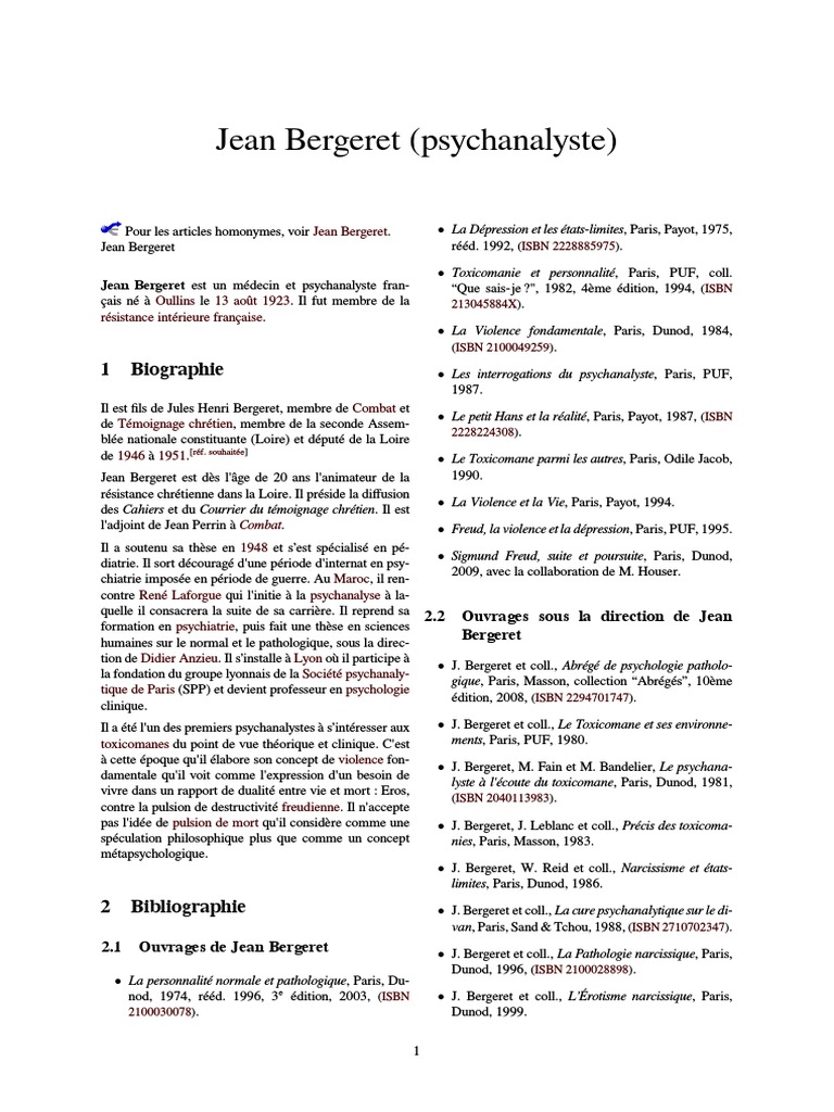 Jean Bergeret (Psychanalyste) | Sigmund Freud | Psychanalyse