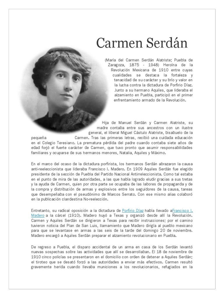 Biografía de Carmen Serdán Alatriste | PDF | Madre Teresa | Nueva españa