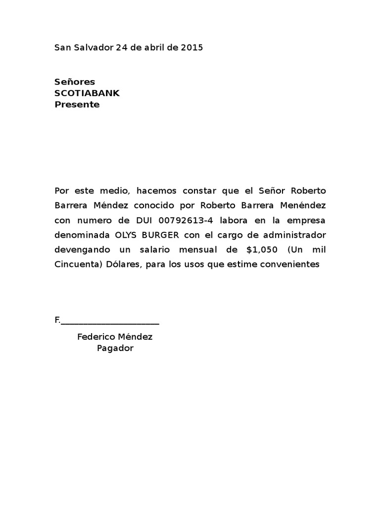 Constancia de Sueldo