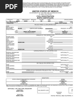 Baja California Birth Certificate Translation