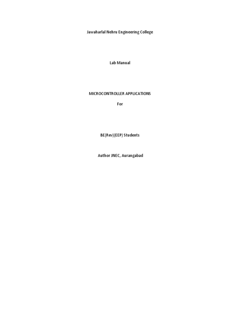 Microcontroller Applications Lab Manual | PDF | Technology & Engineering