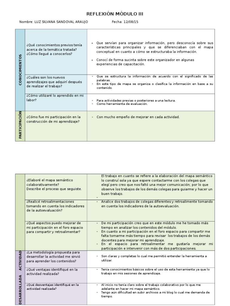 Reflexion Modulo 3 | PDF | Información | Aprendizaje