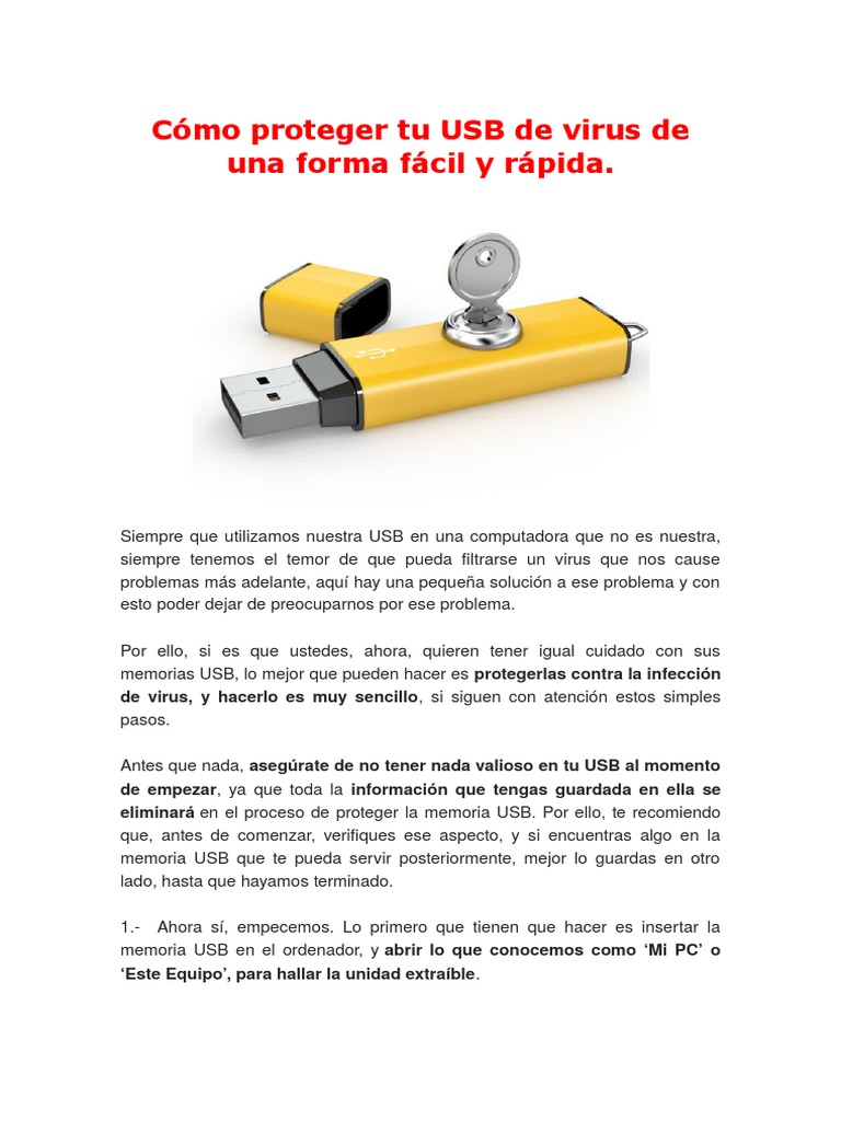 Cómo Proteger Tu USB de Virus de Una Forma Fácil y Rápida Virus