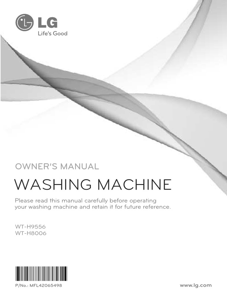 LG Owners Manual Washing Machine Models WTH9556 WTH8006 PDF