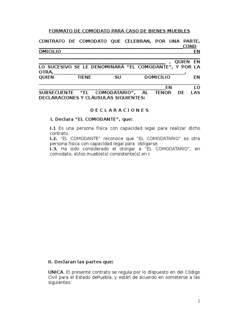 Contrato Comodato para Bienes Muebles Paulo | PDF | Gobierno |  Instituciones sociales