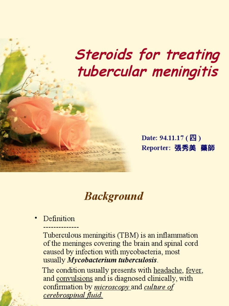 Steroids for Treating Tubercular Meningitis Tuberculosis Meningitis