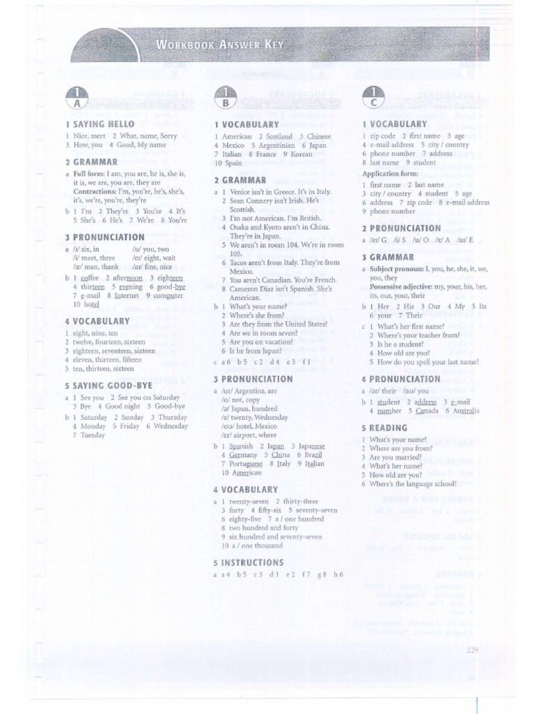 AEF1 Workbook Answer Key | PDF | Books
