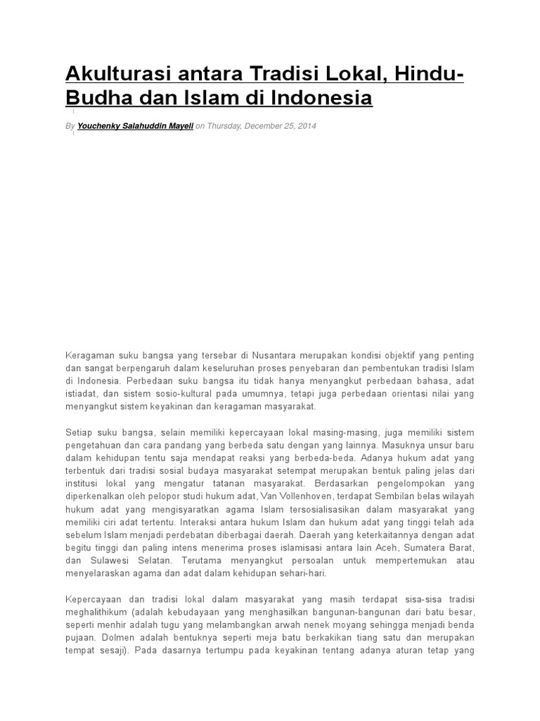 Contoh Akulturasi Budaya Lokal Dan Hindu Budha - Simak 