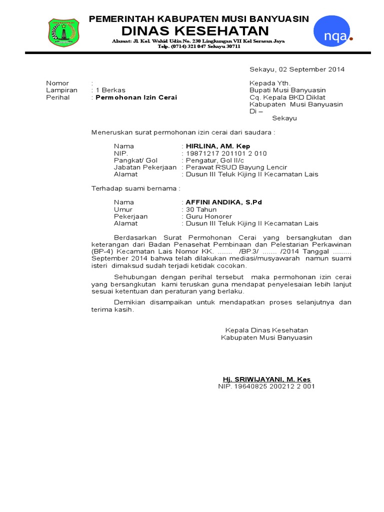 Contoh Surat Pernyataan Cerai Dari Kelurahan - Berbagi Contoh Surat