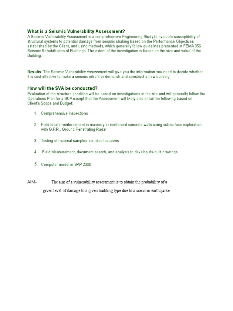 What Is A Seismic Vulnerability Assessment | PDF | Computers ...