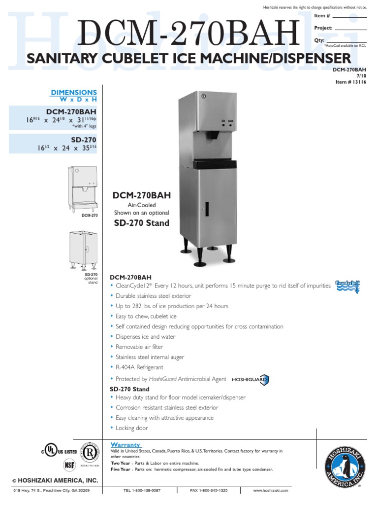 DCM270BAH Hoshiszaki Ice Machine Use Care Manual Valve