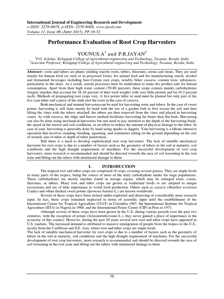 Evaluation of Root Crop Harvesters | PDF | Root | Potato