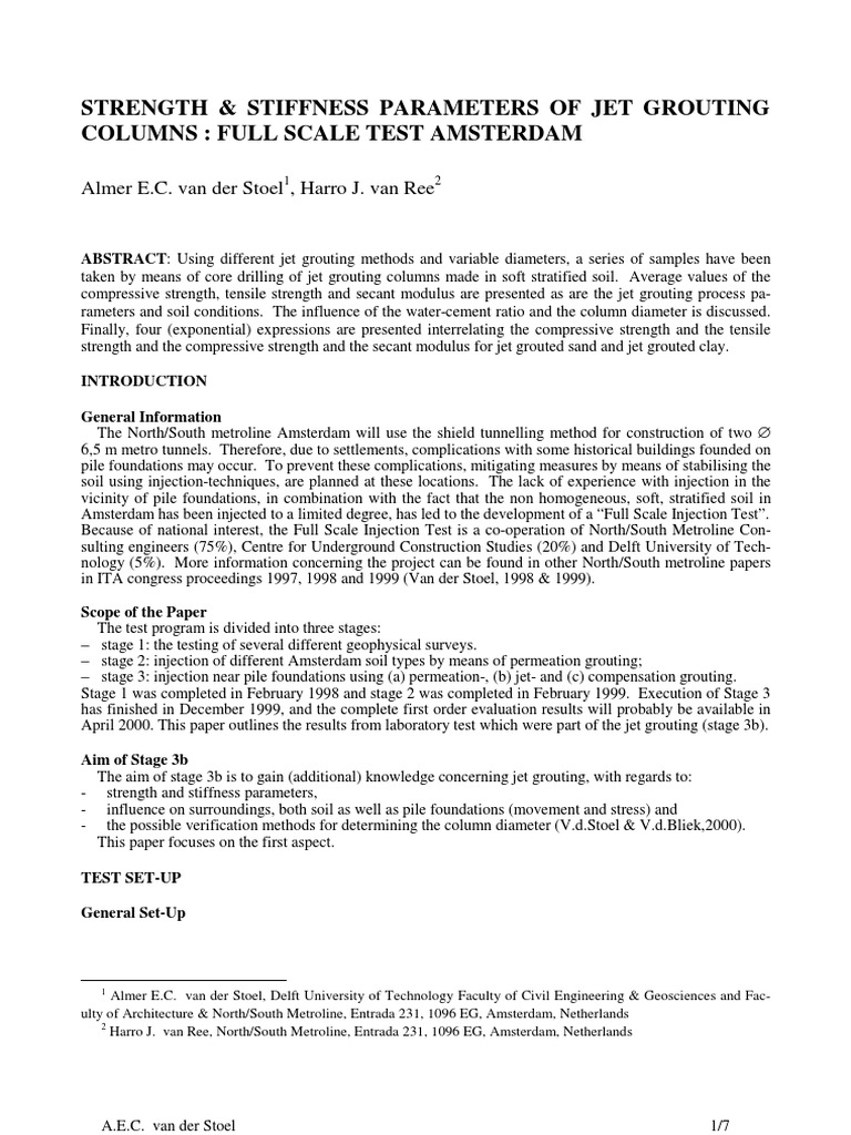 Jet Grouting Columns in Amsterdam Mining | PDF | Teaching Methods ...
