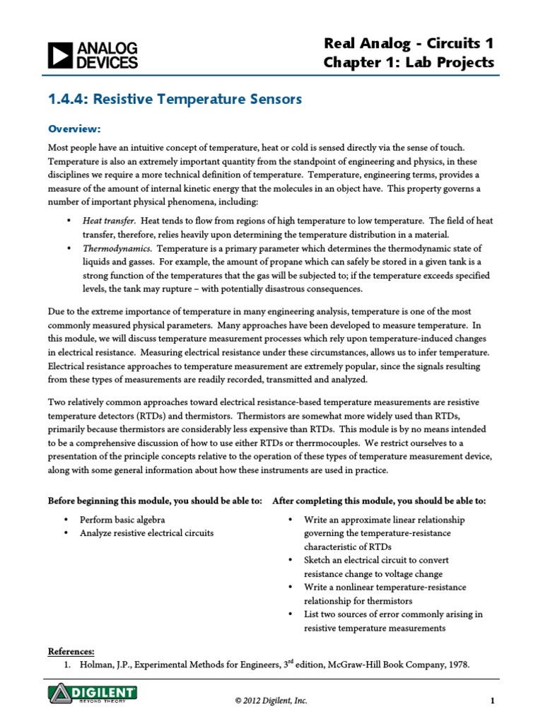 1.4.4 Resistive Temperature Sensors Real Analog Circuits 1 Chapter