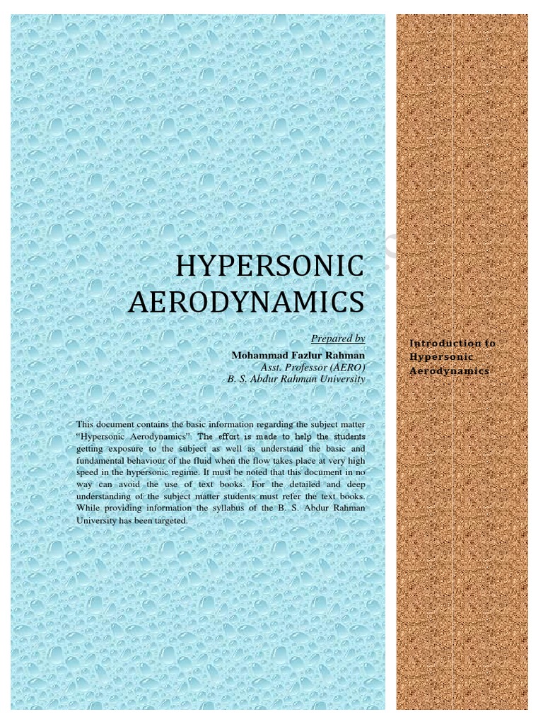 Introduction to Hypersonic Aerodynamics | PDF | Hypersonic Speed ...