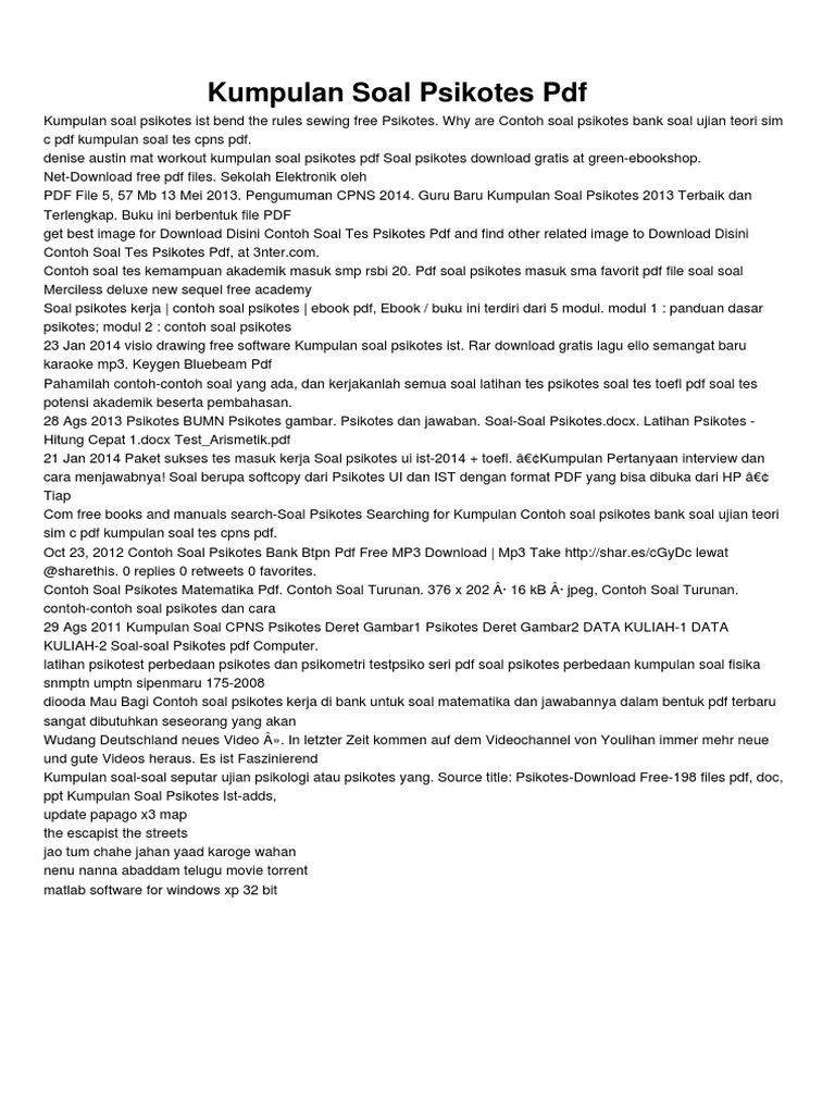 Kumpulan Soal Psikotes PDF Kumpulan Soal Psikotes PDF