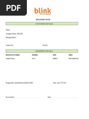 Delivery Note
