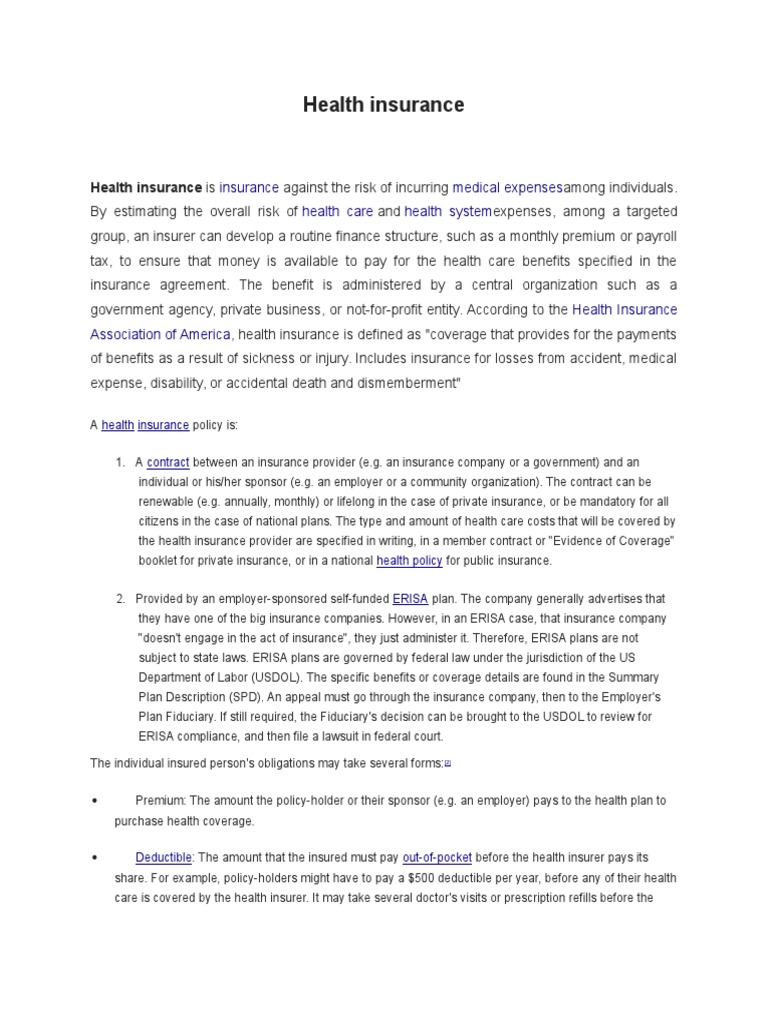 Health Insurance Is | PDF | Employee Retirement Income Security Act ...