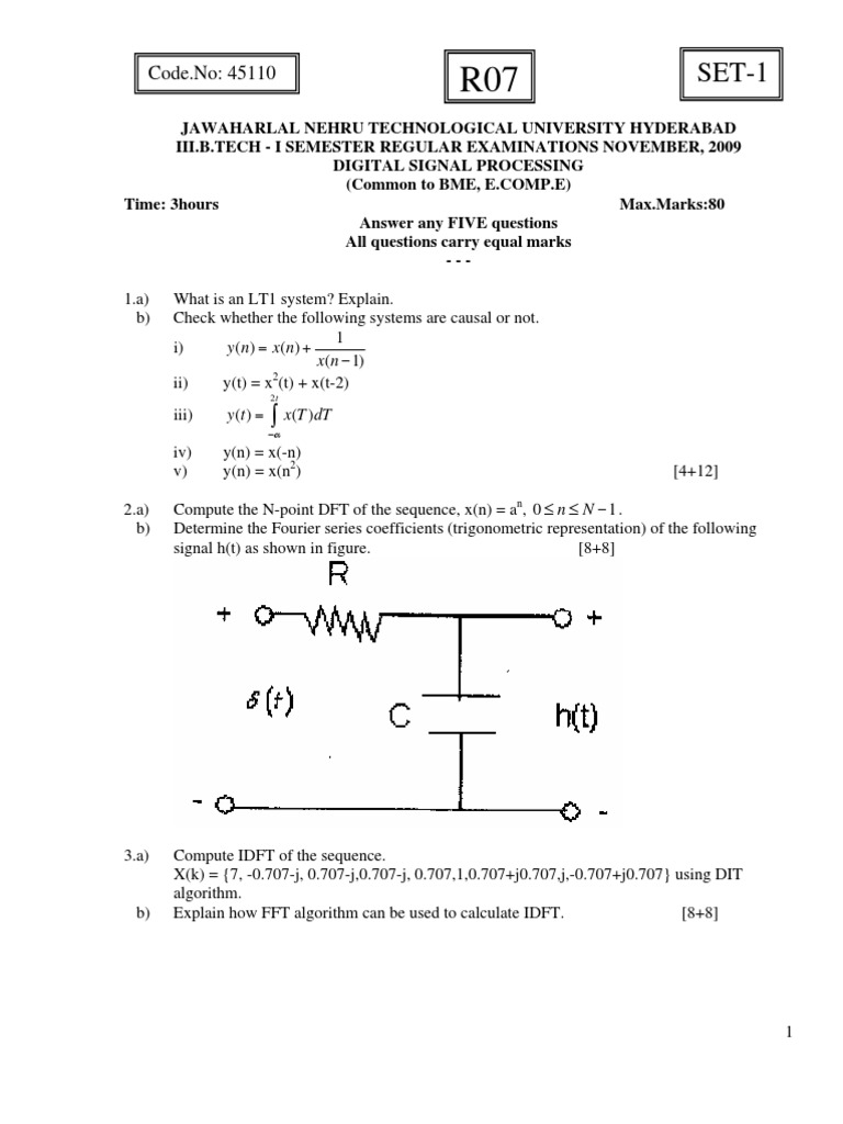 Digital Signal Processing Exam Questions 2009 | PDF | Discrete Fourier ...