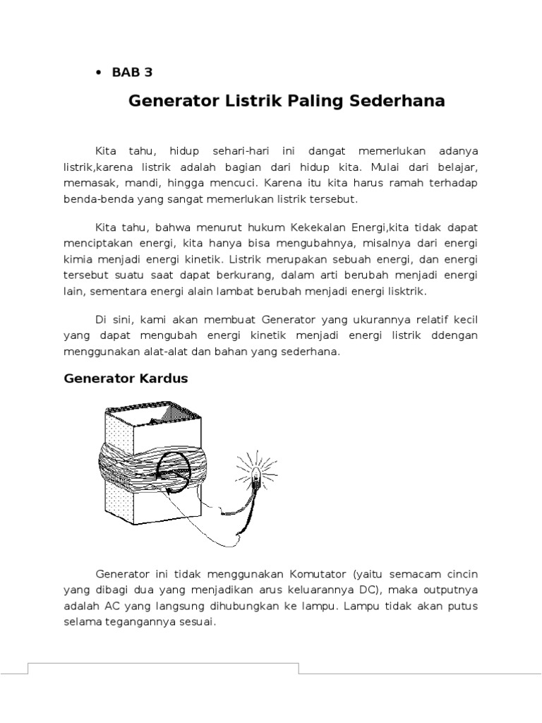 Cara Membuat Generator Listrik Sederhana | PDF | Sains & Matematika