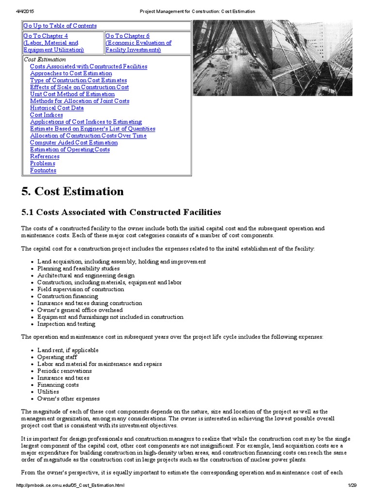 Construction Cost Estimation Methods | PDF | Production Function ...