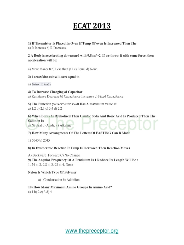 Ecat 2013 Final Pdf Carbon Hydrocarbons