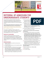 Deferral of Admission For Undergraduate Students