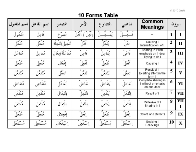 Arabic Verb Forms PDF