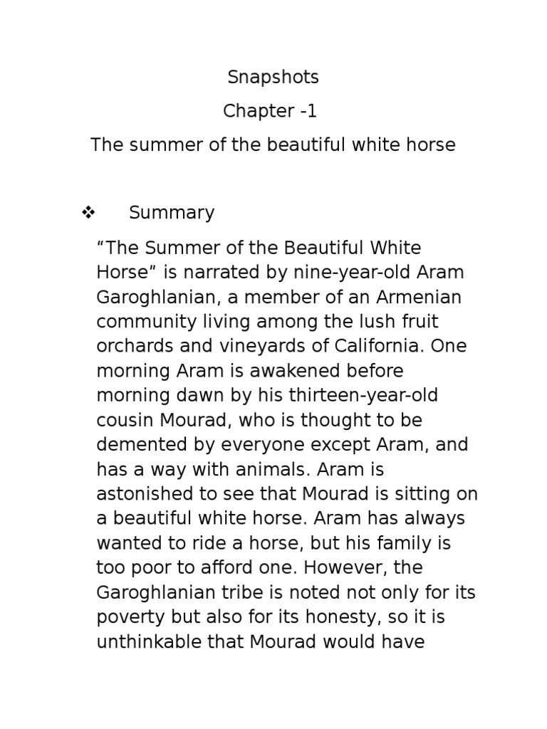 The Summer of the Beautiful White Horse