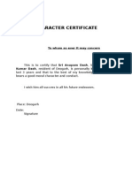 Certificate of Character