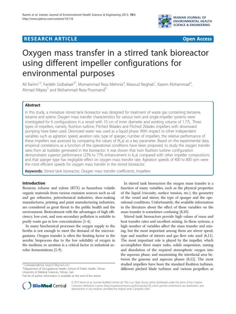 Mass Transfer Bioreactors | PDF | Technology & Engineering
