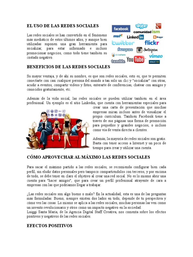 El Uso de Las Redes Sociales | PDF | Servicio de redes sociales | Red ...