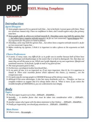 TOEFL Writing Templates