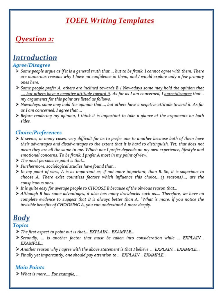 essay templates for toefl