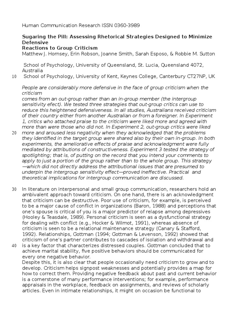 Rhetorical Strategies for Group Criticism | PDF | Experiment | Motivation