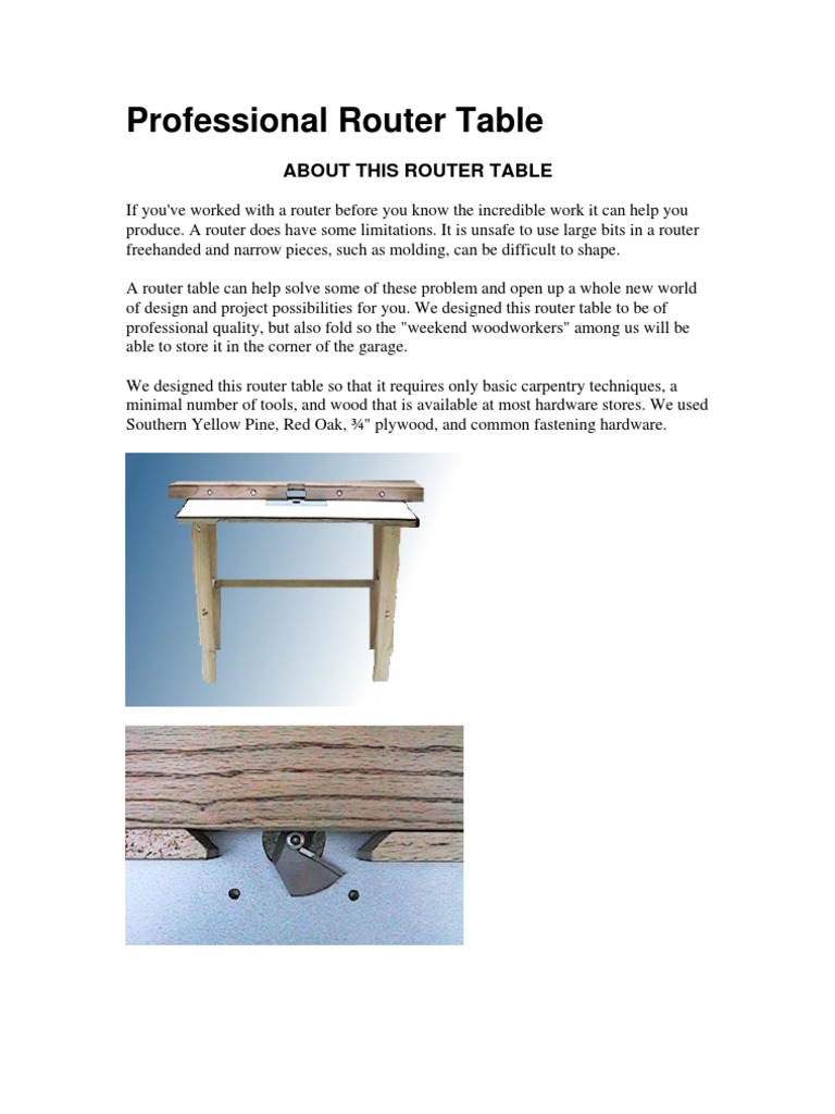 Professional Router Table | PDF | Drill | Plywood