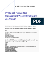 PROJ 595 Project Risk Management Week 8 Final Exam