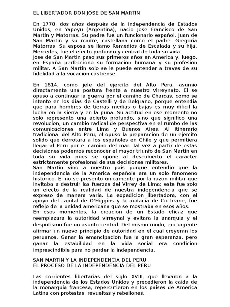 San Martín y la Independencia del Perú | PDF | Perú | Lima