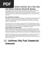 Download 10 Reasons School Uniforms Are a Bad Idea and School Uniforms Should Be Banneddocx by Anonymous n7YiyTj SN274462271 doc pdf