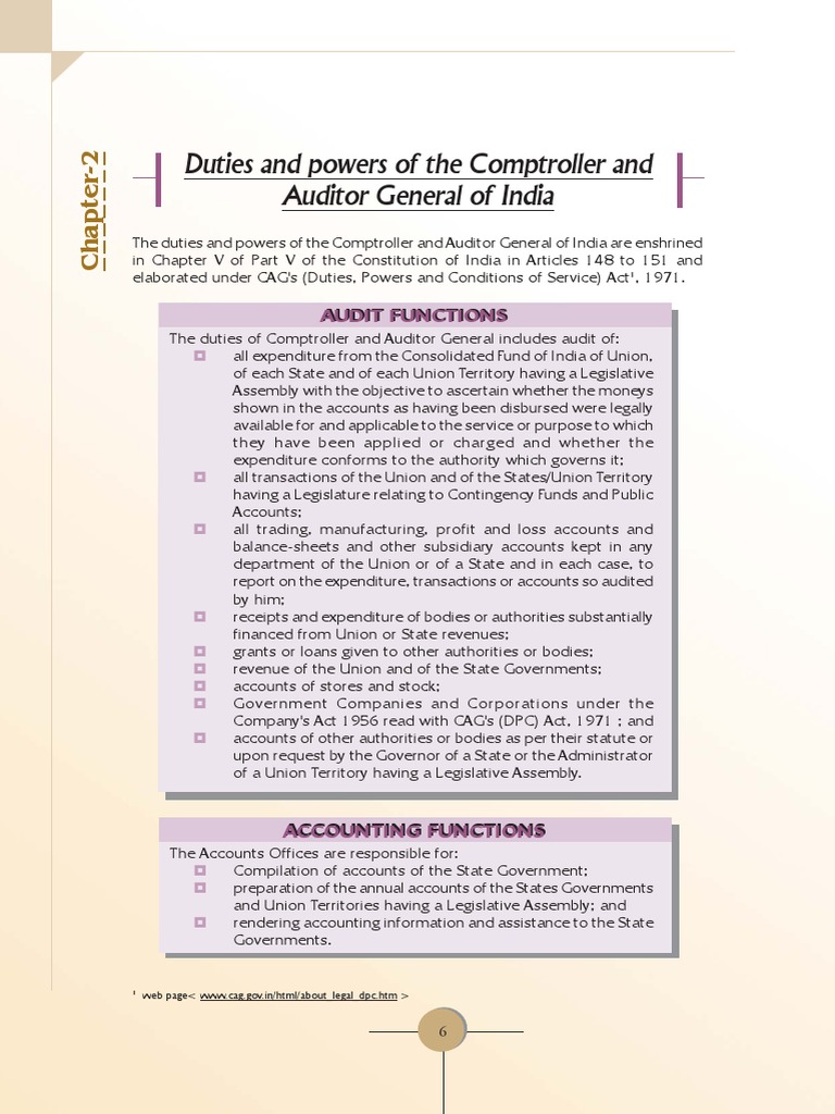 Cag Duties And Powers Of The Comptroller And Auditor General Of India 
