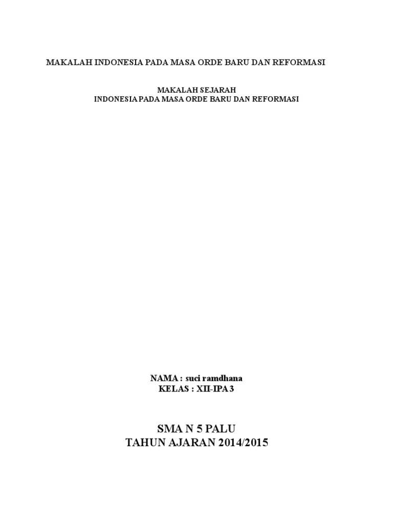 Makalah Indonesia Pada Masa Orde Baru Dan Reformasi