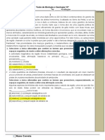 2º Teste Geologia - Soluções PDF