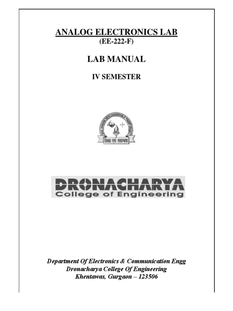 Analog Electronics Lab Manual PDF