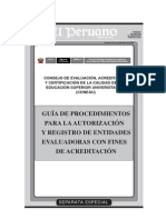 Guia de Procedimientos Para La Autorizacion y Registro de Entidades Evaluadoras Con Fines de Acreditacion