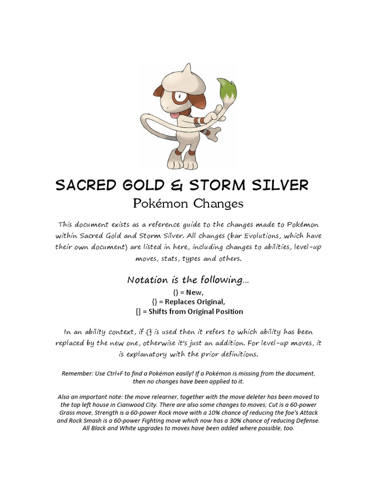 Pokemon Changes Sacred Gold Storm Silver Pokemon Nature