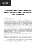 Pentingnya Kehidupan Demokrasi Dalam Bermasyarakat